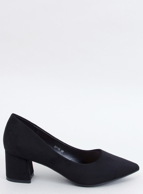 Wildlederpumps mit breitem Absatz Schwarz