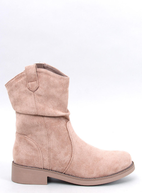 Niedrige Wildlederstiefel Beige