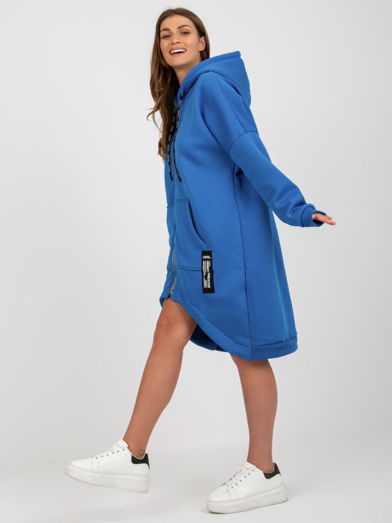 Dunkelblaue asymmetrische lange Baumwolljacke