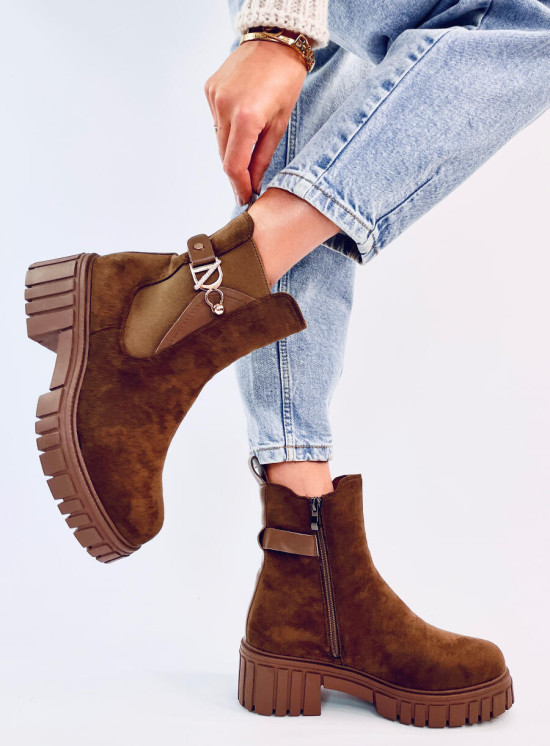 Stiefeletten mit Plateausohle Braun