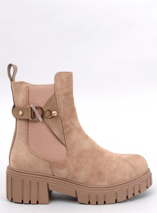 Stiefeletten mit Plateausohle Beige