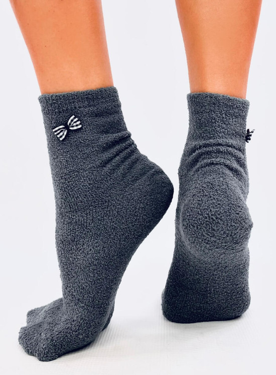 Warme Socken mit Schleife Anthrazit