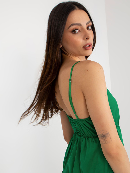 Grünes ausgestelltes Kleid mit Volant OCH BELLA
