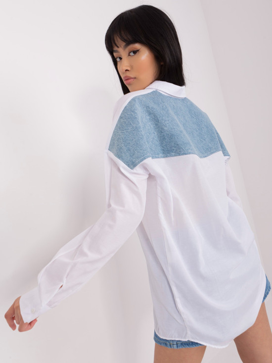 Weiße Damen Oversize-Bluse mit Applikationen