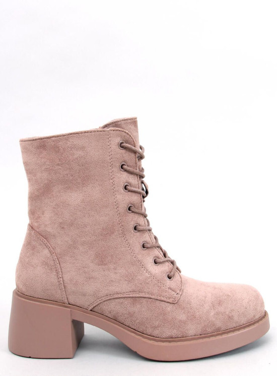 Schnürstiefeletten mit breitem Absatz Braun