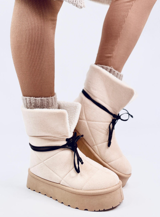 Schneestiefel mit Kunstfell Crème