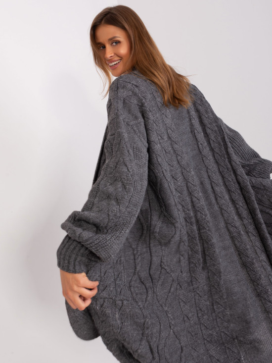 Dunkelgrauer Cardigan mit Puffärmeln
