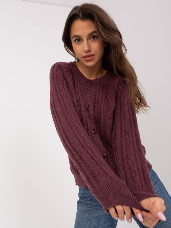 Dunkellila Strickjacke mit Knöpfen