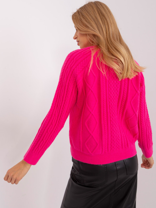 Dunkelrosa Strickjacke mit Zöpfen