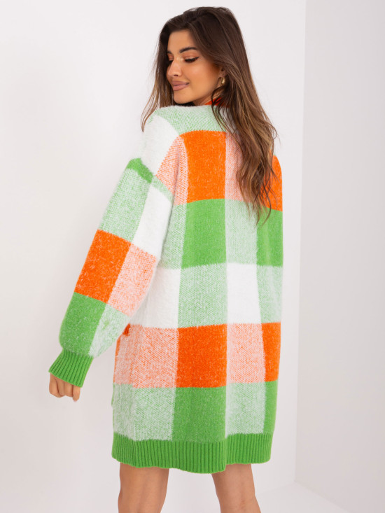 Orange-grüner kariertem Cardigan