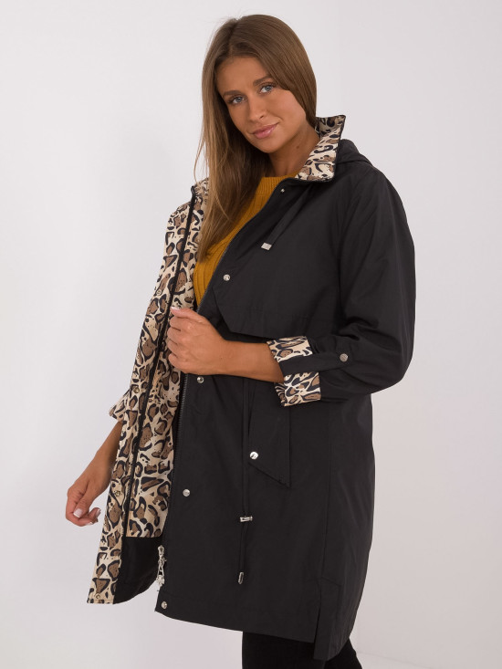 Damen Übergangsjacke in Schwarz mit Kapuze