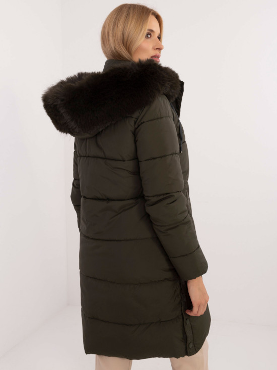 Damen khaki Winterjacke mit Kapuze