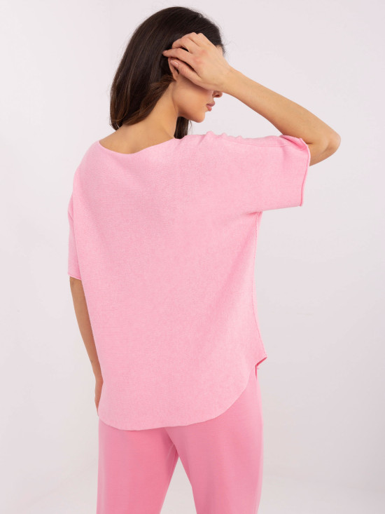 Stylischer rosa Pullover mit V-Ausschnitt