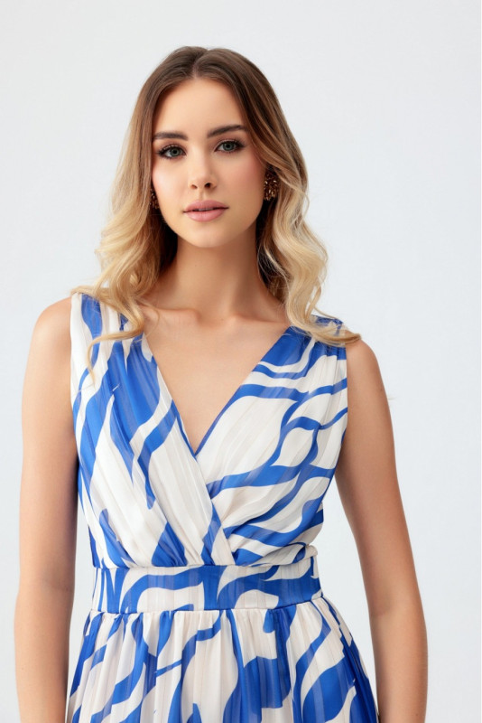 Gemustertes Chiffon-Maxikleid mit Wickelausschnitt Lorena