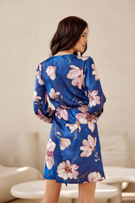 Gemustertes Mini-Kleid mit Taillenbindung