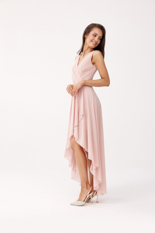 Asymmetrisches Kleid mit Wickelausschnitt in Rosa