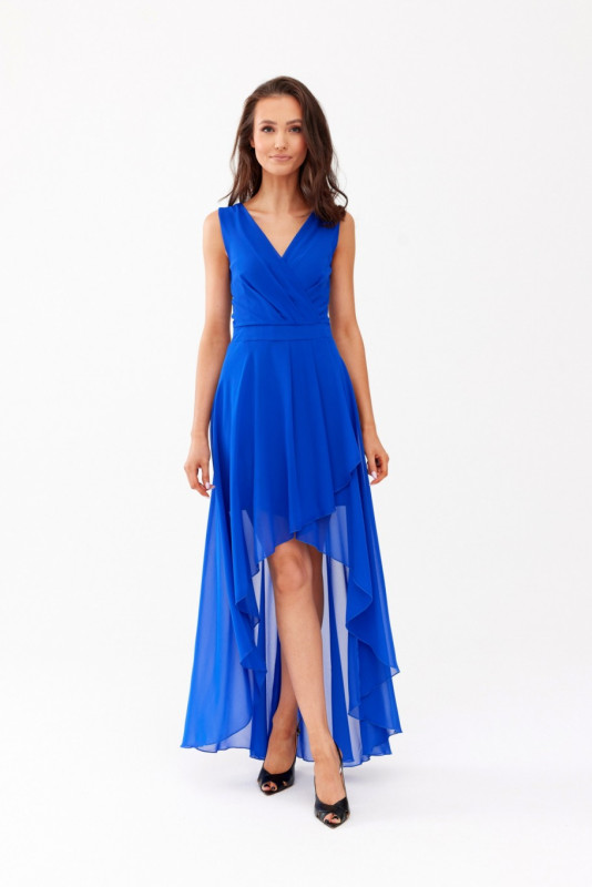 Asymmetrisches Kleid mit Wickelausschnitt in intensivem Blau