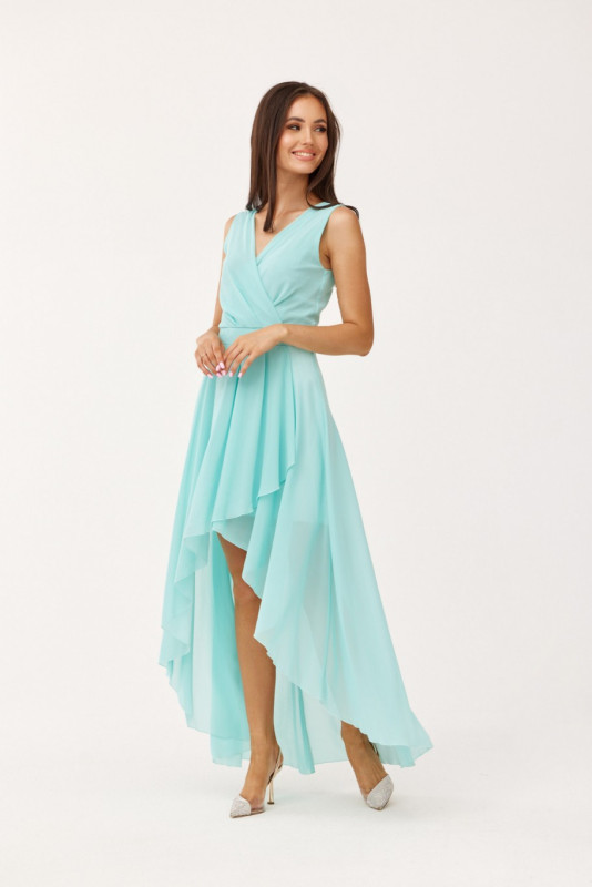 Asymmetrisches Kleid mit Wickelausschnitt in hellem Mint
