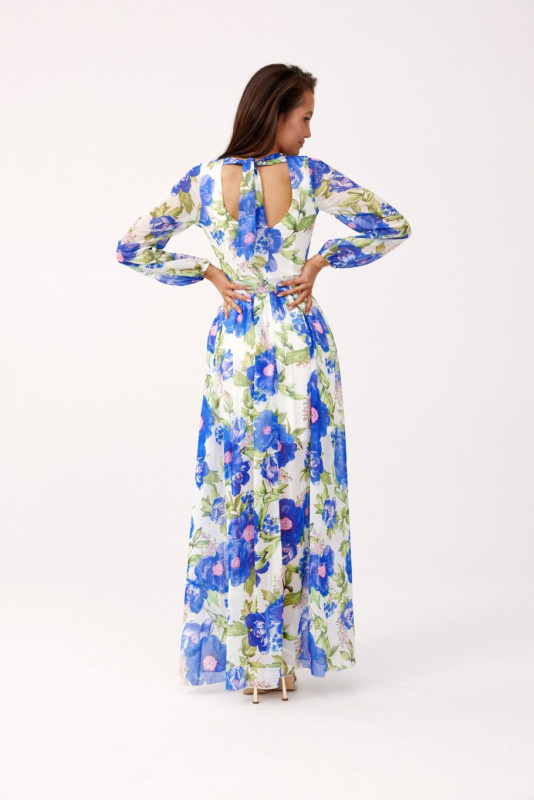 Langes gemustertes Kleid mit Rückenschnürung