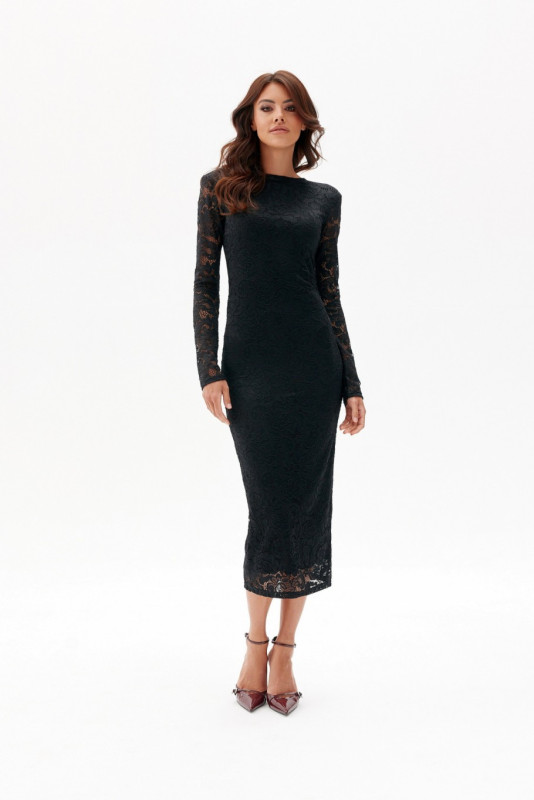 Schwarzes 7/8-Spitzenkleid