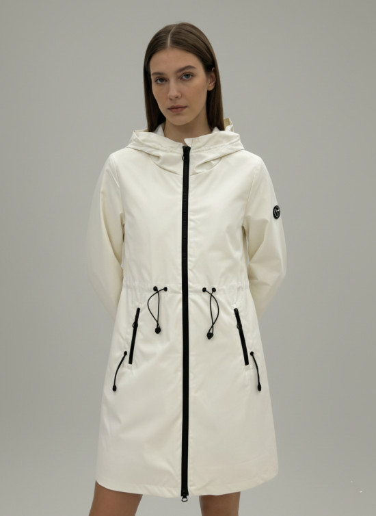 Damen-Übergangsjacke mit Kapuze - Ecru