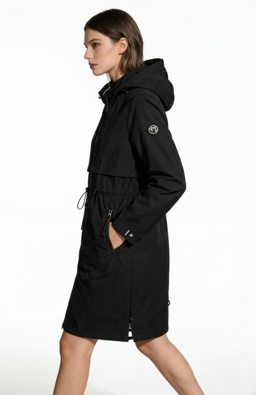 Übergangsparka für Damen mit abnehmbarer Kapuze Schwarz