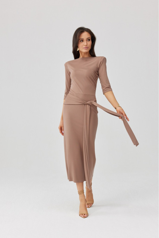 Midi-Kleid in Cappuccino-Farbe