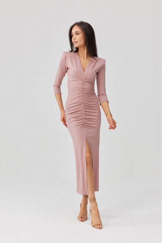 Midi-Kleid in dunklem Rosaton Mireya