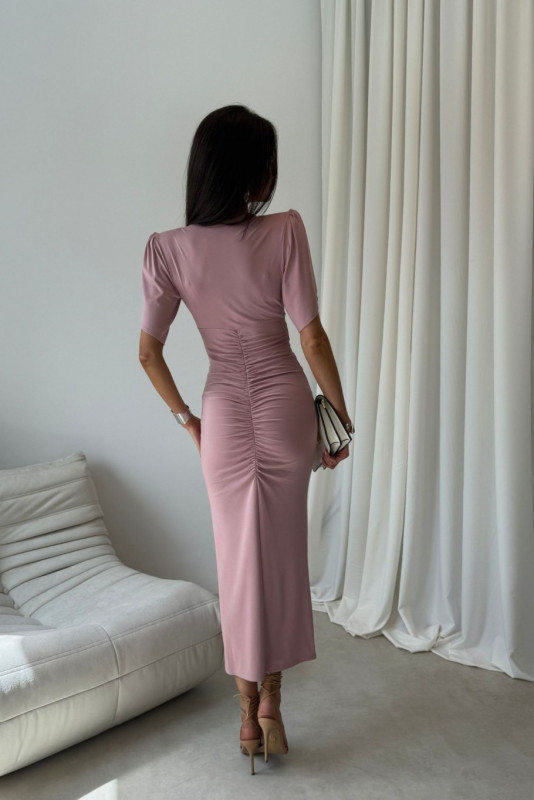 Midi-Kleid in dunklem Rosaton