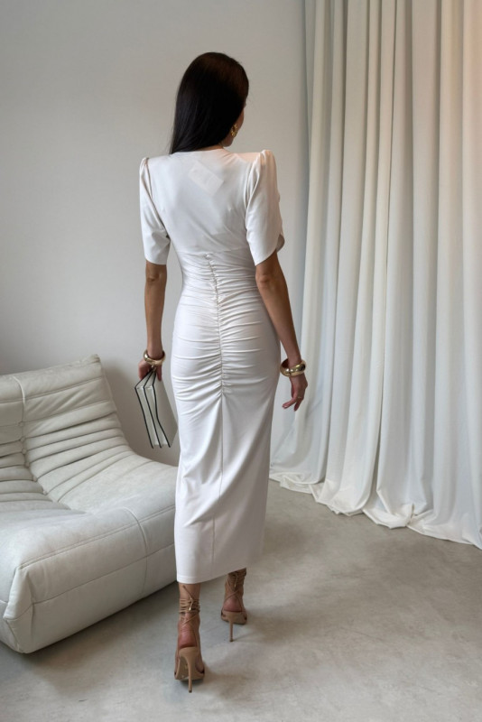 Midi-Kleid in Vanillefarbe