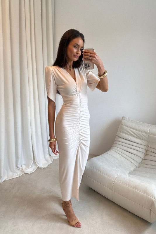 Midi-Kleid in Vanillefarbe