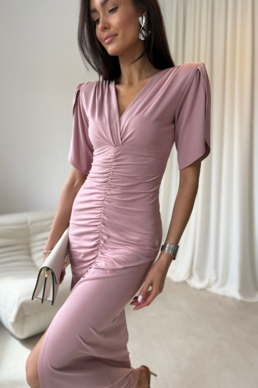 Midi-Kleid in dunklem Rosaton