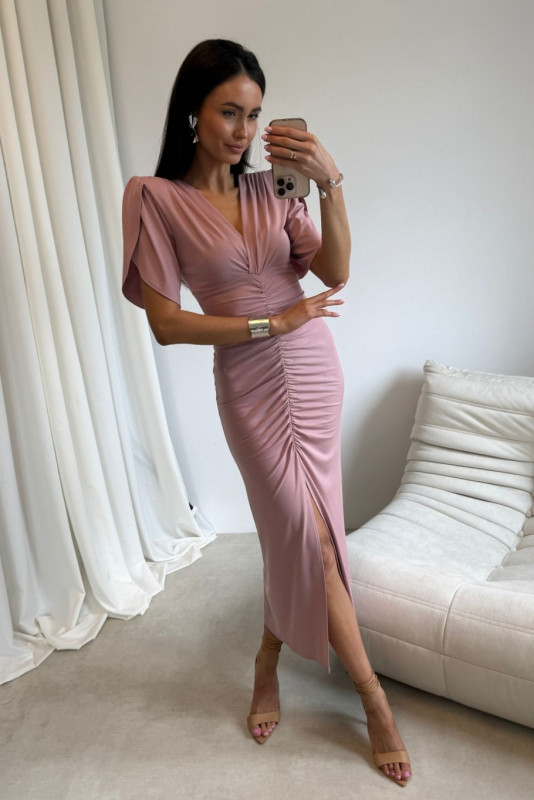 Midi-Kleid in dunklem Rosaton