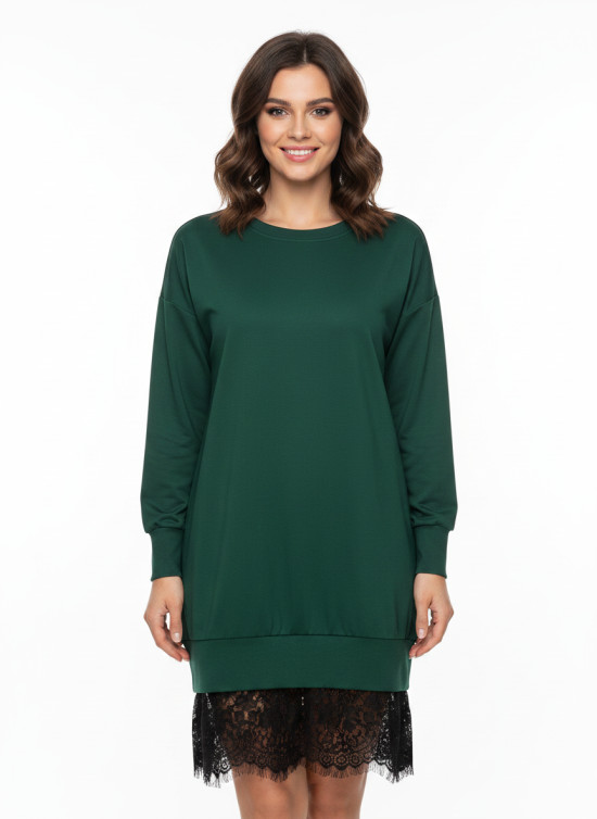 Sweatshirtkleid mit Spitze Violett
