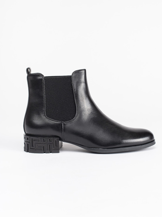 Schwarze Stiefeletten mit dekorativem Absatz von Sergio Leone