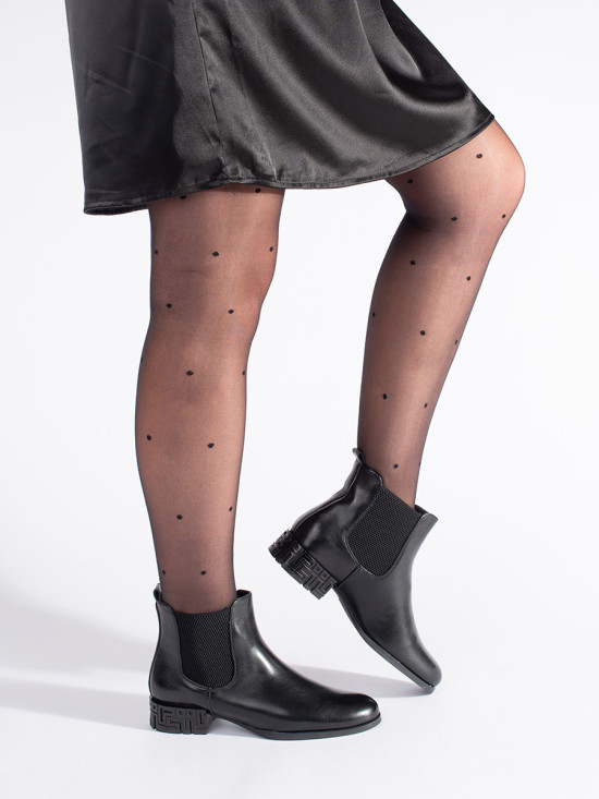 Schwarze Stiefeletten mit dekorativem Absatz von Sergio Leone