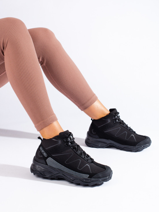 Damen schwarze Trekkingstiefel mit hohem Schaft DK