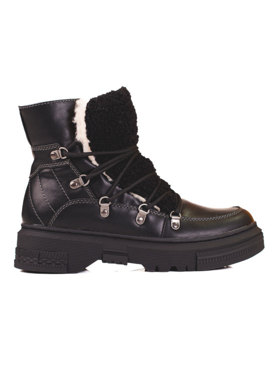 Schwarze Damen Schneestiefel mit Lammfell Shelovet