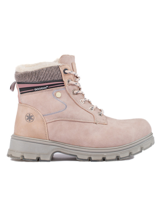 Beige gefütterte Damen-Trapperstiefel