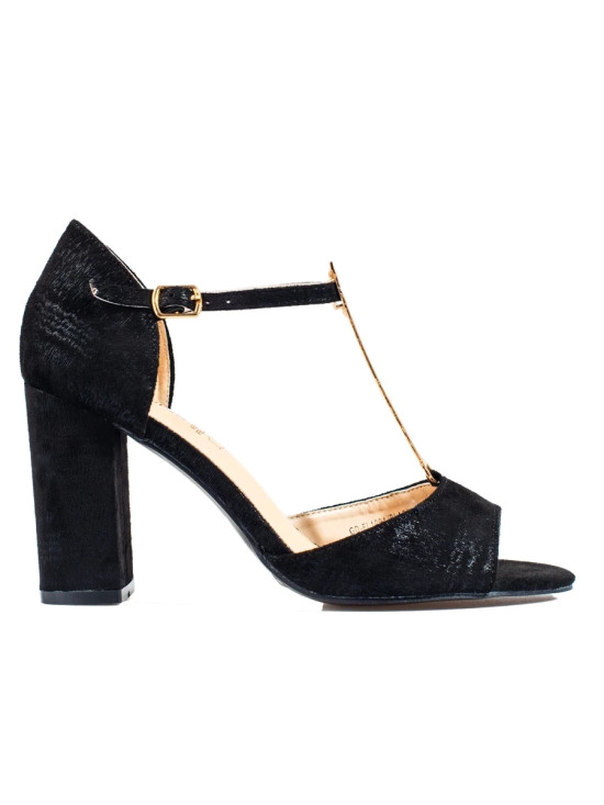 Schwarze Damen klassische Sandalen mit hohen Absätzen