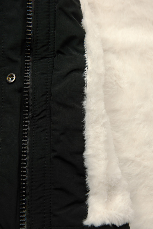 Winter Parkajacke Schwarzgrau/Beige