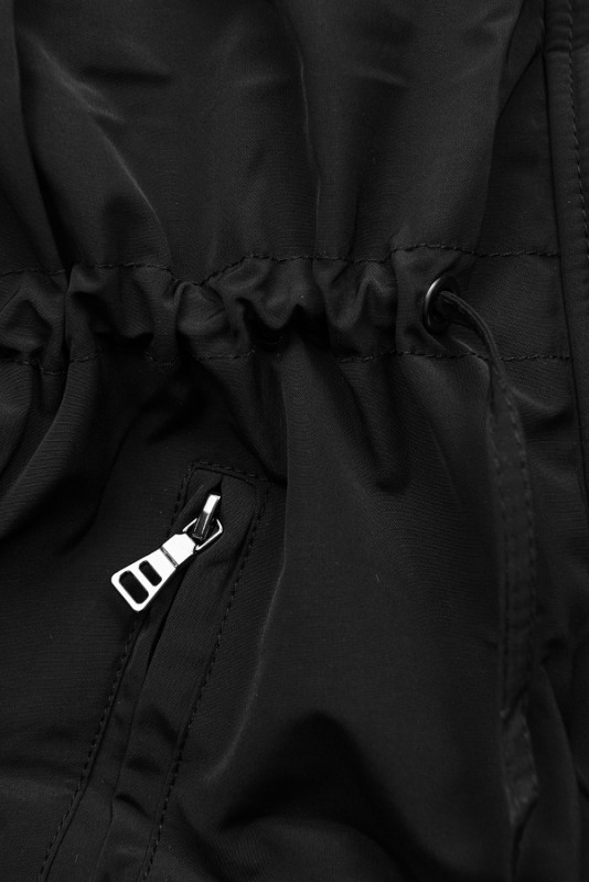 Winter Parkajacke Schwarzgrau/Beige