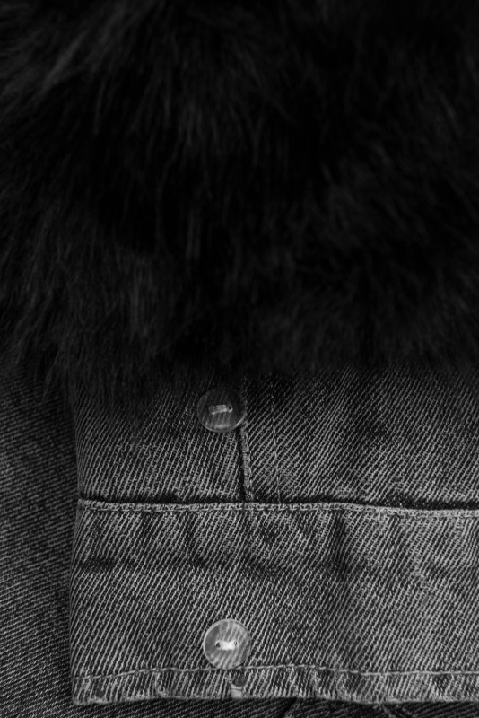 Jeansjacke mit kuscheligem Fellimitat grau/schwarz