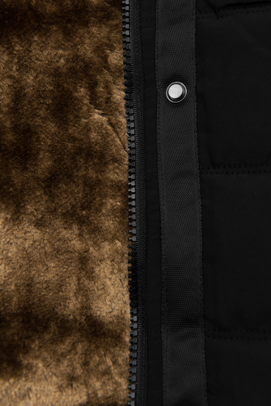 Wintermantel mit Teddy-Futter schwarz