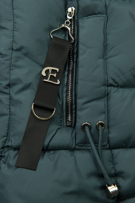 Verlängerter Damen-Wintermantel Petrolgrün