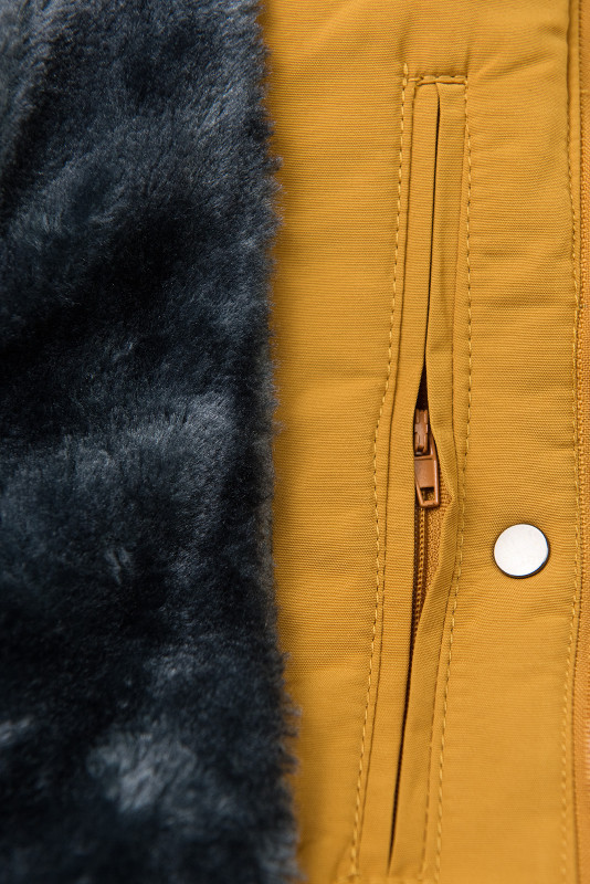 Winterjacke mit Teddy-Futter gelb/grau