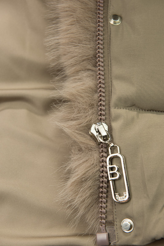 Damen-Winterjacke mit abnehmbarem Kunstfell Beige