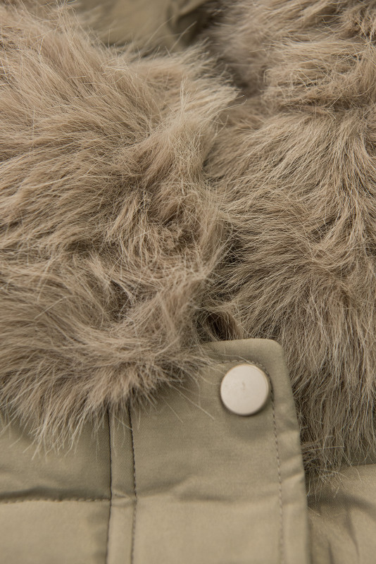 Damen-Winterjacke mit abnehmbarem Kunstfell Beige