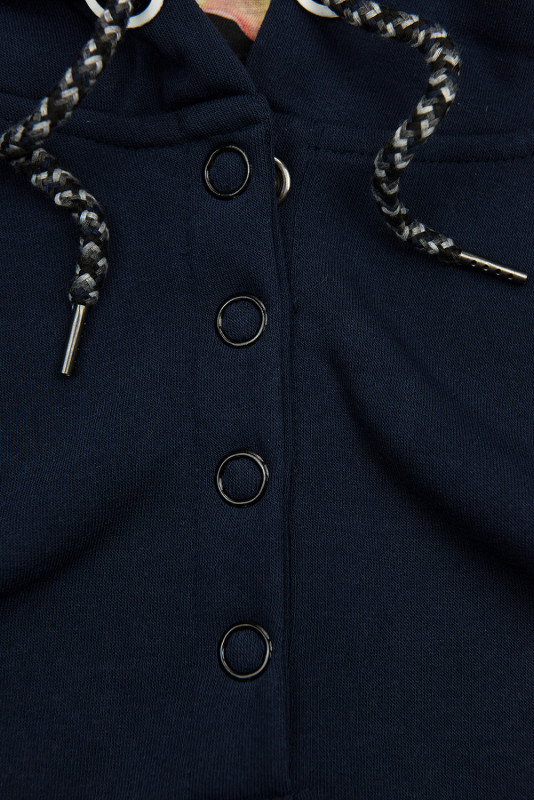 Sweatshirt/Sweatkleid mit Kapuze und Rippbündchen dunkelblau