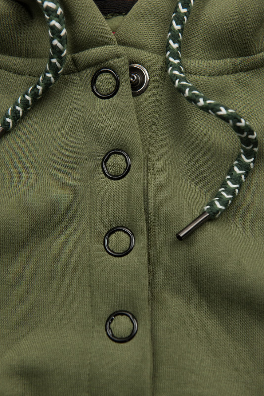 Sweatshirt/Sweatkleid mit Kapuze und Rippbündchen khaki